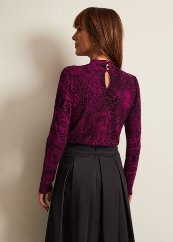 Phase Eight Livetta Snake Print Knitwear Purple Australia | UO0623478